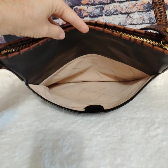 Vintage Brahmin Julie Smooth Black Brown  Leather Handbag Shoulder Bag Purse - Picture 6 of 16